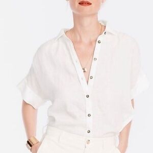 J. CREW BAIRD McNUTT IRISH LINEN White Casual Button Down Shirt